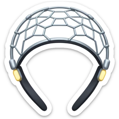 Minimal emoji of a futuristic neural headband with glowing nodes, clean lines, soft sci-fi glow, flat icon style, without human sticker