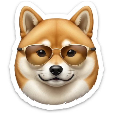 close-up of a Shiba Inu face wearing sunglasses sticker