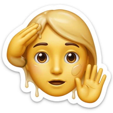 emoji of a face saluting with a melting expression, blending the saluting gesture and melting face features, apple emoji style sticker