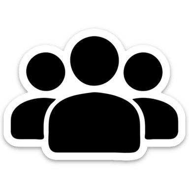 group of people, icon, filled solid style, bold and modern sticker
