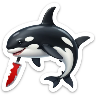 orca holding a bloody knife sticker