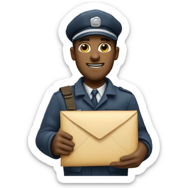 a normal skined postman holding an envelope sticker