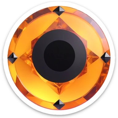 extreme up close amber round cut holographic gem with black metal accent sticker