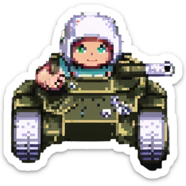 A person playing a game, representing a Yandex Market employee playing tanks sticker