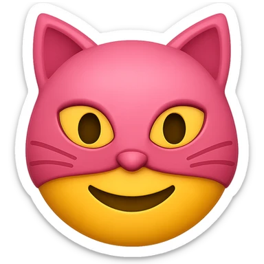 face with pink cat mask emoji, digital illustration, remove background sticker