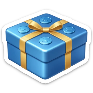 blue coins credit in a package sticker