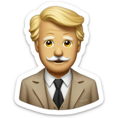 Donald trump with a Charlie Chaplin moustache and a tan suit sticker