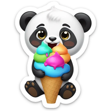 Panda eating ice cream sticker