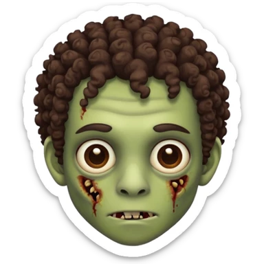 это должен быть юноша, глаза цвета хамелион, но более коричневые, выглядит как зомби и еще кудрявые волосы темно коричневого цвета sticker