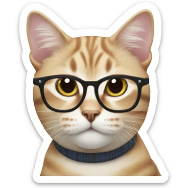 A Scottish straight cat with glasses sticker