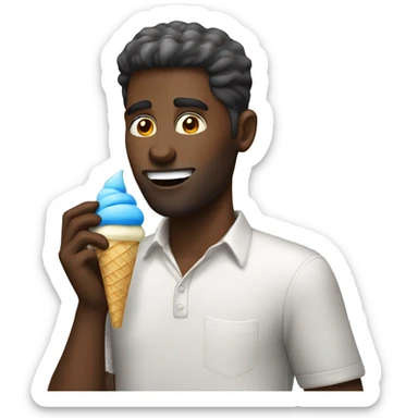 white man eating vanilla and blue ice cream sticker