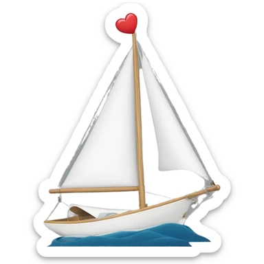 sailboat with heart onto sail sticker