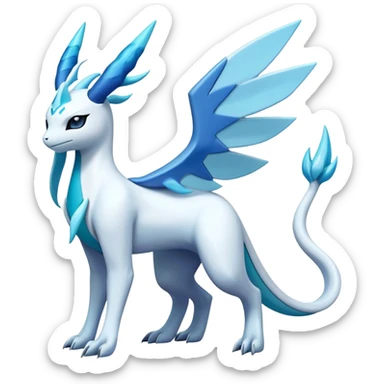 Futuristic Lugia-Suicune-Glaceon-hybrid, full body  sticker