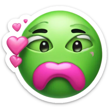 Green heart blowing a kiss sticker