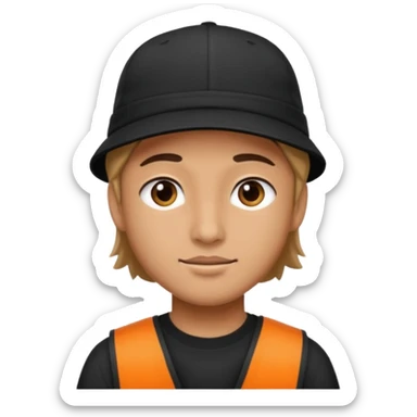 Con un gorro para atras color negro sticker