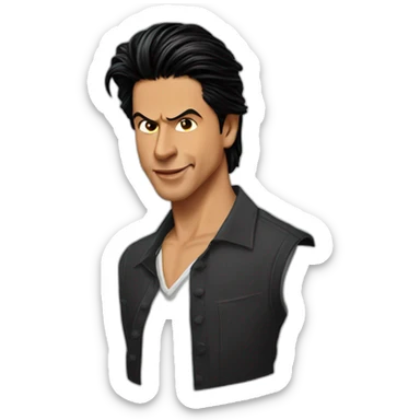 shahrukh khan long hairs tied back sticker