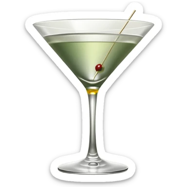 Muted sage green aesthetic, clean and minimal composition, elegant martini glass with a clear drink, subtle condensation, soft natural lighting, smooth matte textures, modern masculine design, minimal background, calm and refined mood, cinematic soft shadows, high resolution sticker
