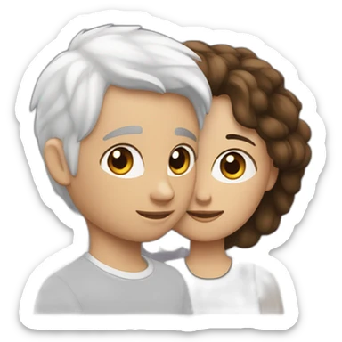 Une fille blanche et brune et un garçon métisse aux cheveux noirs sont amoureux sticker