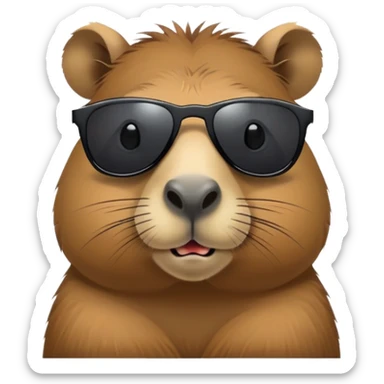 cool capybara wearing fashionable dark sunglasses sticker