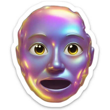Trippy melting face holographic sticker