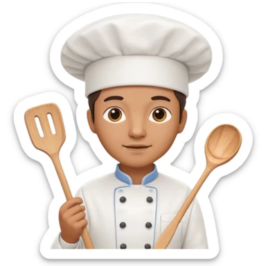 Create a highly polished, 3D game UI–style illustration of a chef.  sticker