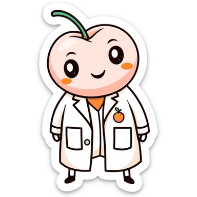 A cute little scientist, bug that looks like a peach sticker