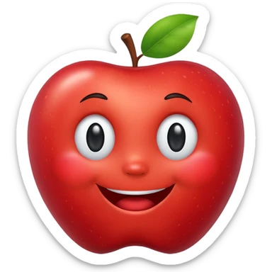 red apple with a happy face sticker