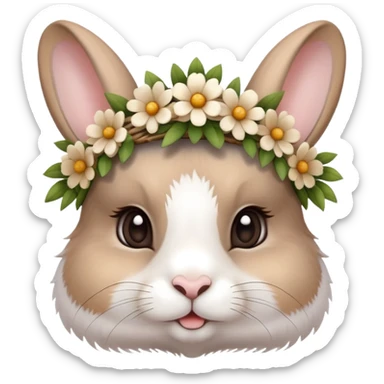 cute rabbit wearing a flower crown sticker