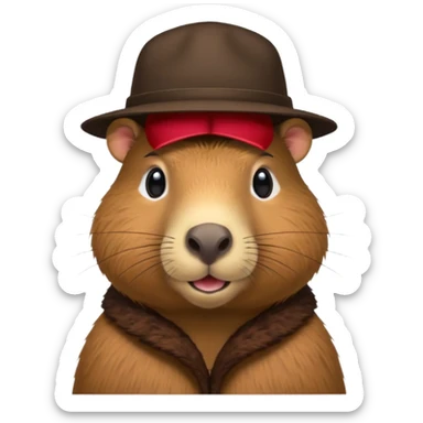 Realistisk Capybara med hat sticker