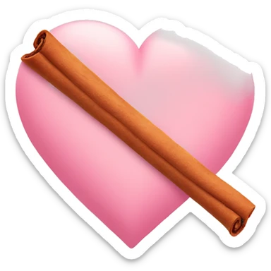 Pastel pink love heart with a cinnamon scroll sticker