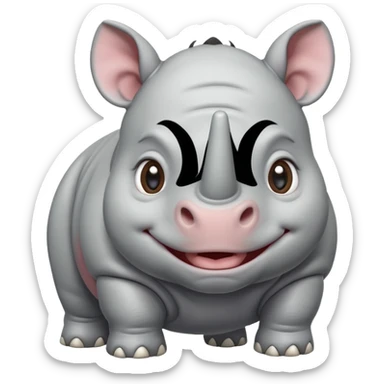 smiling baby rhinoceros, chubby and cute sticker