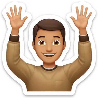 Make an emoji of a guy holding up two hands out like they're giving someone something or someone's giving them and right over those hands put six and seven on one hand each sticker