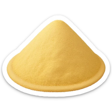 semolina mound, pale yellow, fine sandy texture, dry and matte, some granules at base, clean 3D style, transparent background, optimized for emoji size sticker