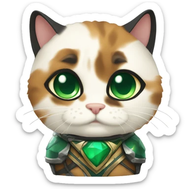 Fat calico cat with emerald armor  sticker
