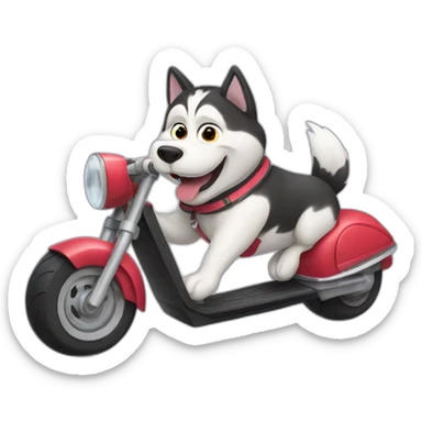 fat husky racing on scooter sticker