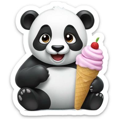 Panda eating ice cream sticker