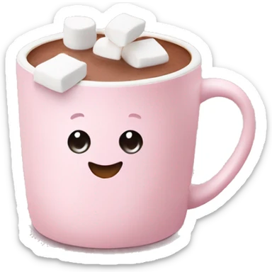 Light Pink mug of hot chocolate with marshmallows  sticker