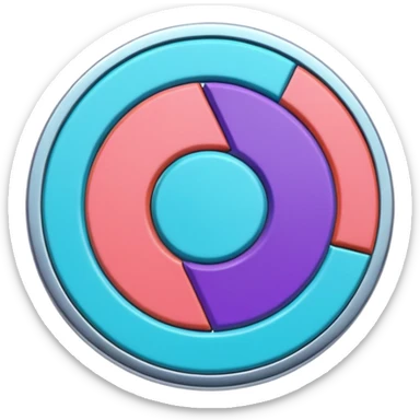 
One  Rotate 45 degree 3d credit coin color in in gradient of turquoise, blue, pink, purple, and coral sticker