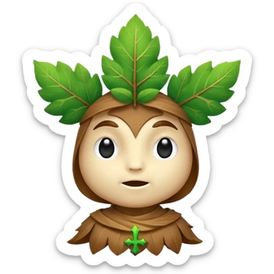 woodland spirit shaking head with leaf cross symbol sticker