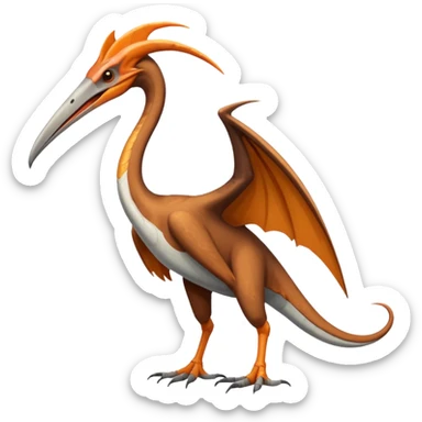 Quetzalcoatlus, giant pterosaur with elongated neck and beak, standing on the ground sticker