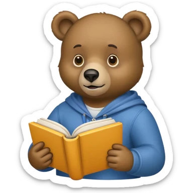 student bear with book sticker