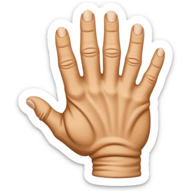 back of a hand gripping with thumb visible sticker