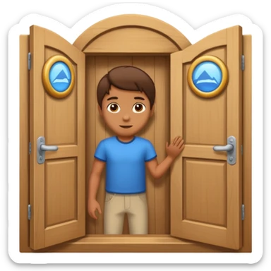 persona abriendo puerta sticker