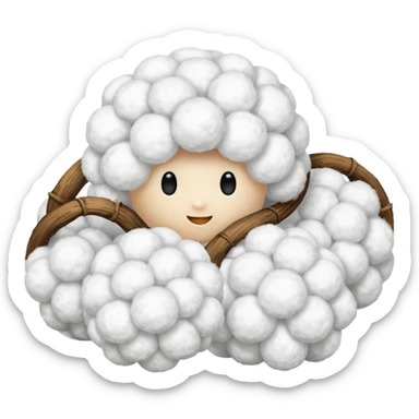 Soft fluffy balls of cotton without any faces on it sticker