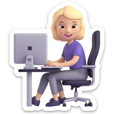 cheerful software developer emoji, person at a computer sticker