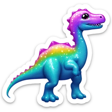 Lisa frank glitter pretty water dinosaur with fins and pearls sticker