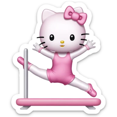 Hello Kitty doing a gymnastics straight jump sticker