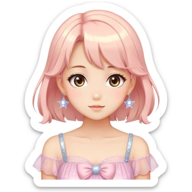 Pastel warm-colored romantic vintage gorgeous beautiful lush sensual sweet cute anime sparkly Moonlight date sticker