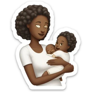 A white mother holding her white baby girl sticker