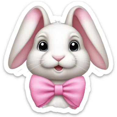 bunny wearing pink bow sticker